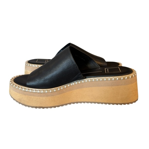 Dolce Vita Darcel Platform Slide Sandals, Black Leather, Size 8.5 - Picture 2 of 8